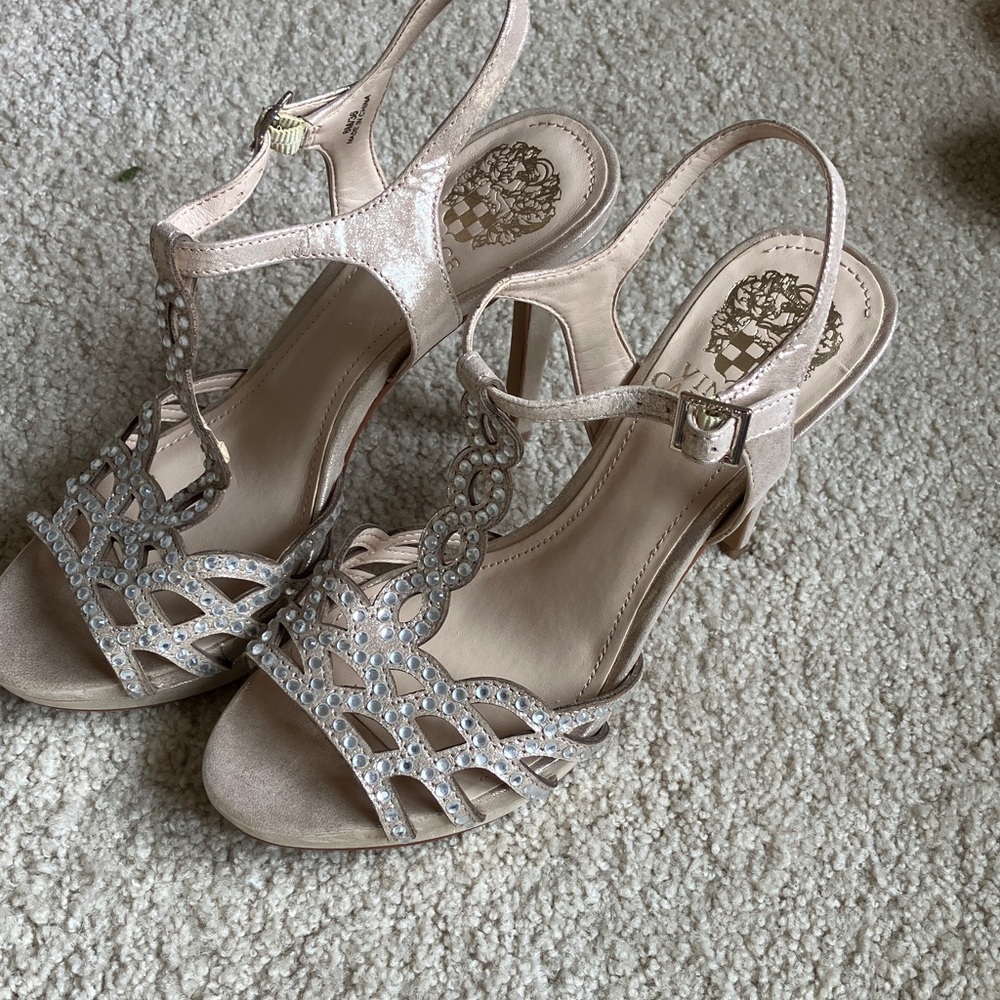 Vince Camuto Blush Heels with Rhinestone Accents
